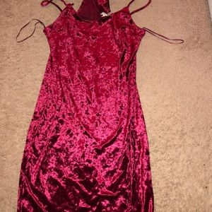 Crushed velvet A line dress with chocker